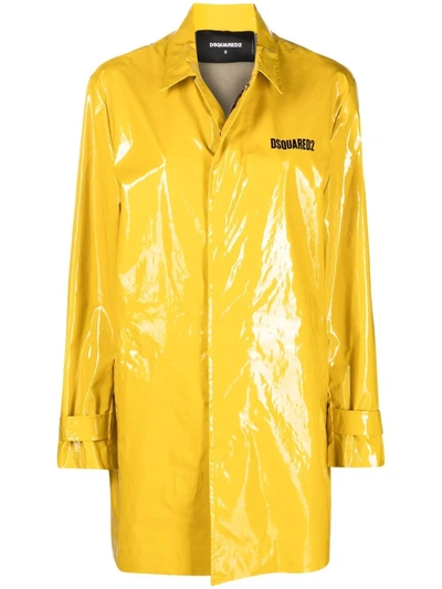 Shop Dsquared2 Slogan-print Rain Coat In Gelb