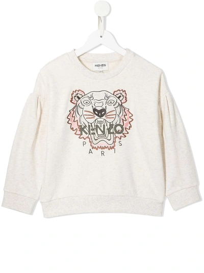Shop Kenzo Embroidered Tiger Head Sweatshirt In Brown