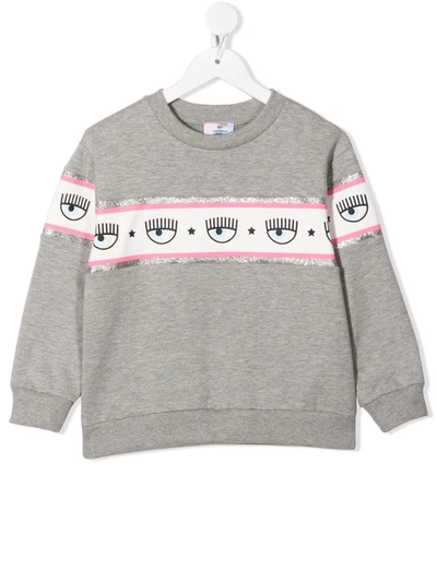 Shop Monnalisa Logomania-tape Cotton Sweatshirt In Grey
