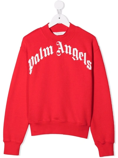 Shop Palm Angels Logo-print Cotton Sweatshirt In Red