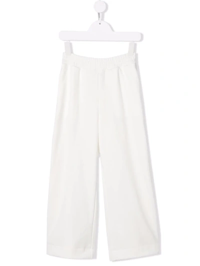 Shop Fendi Wide-leg Elasticated-waist Track Pants In White