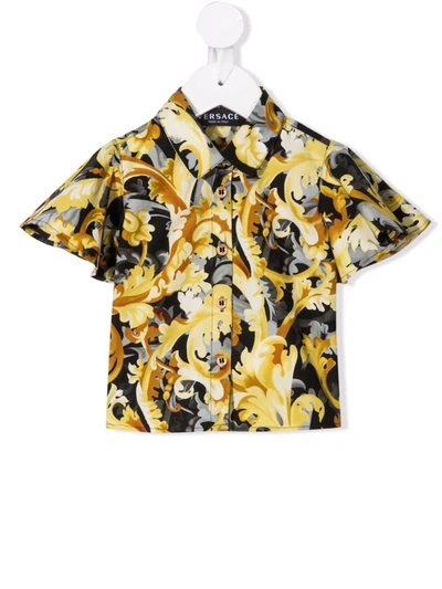 Shop Versace Baroque-pattern Print Shirt In Yellow