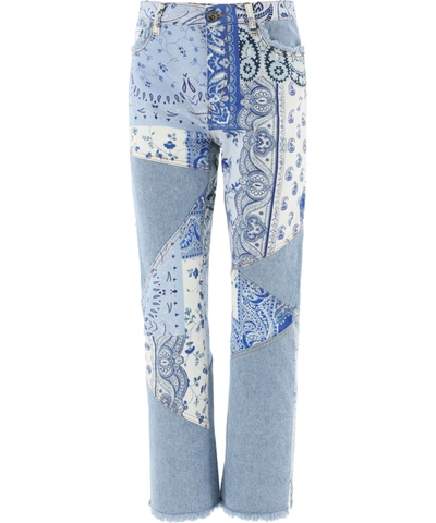 Shop Etro "patchwork" Jeans In Light Blue