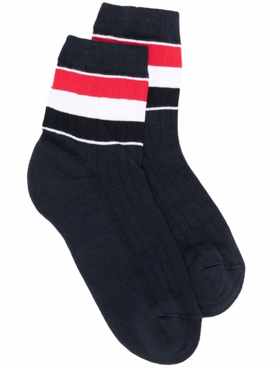 Shop Thom Browne Rwb-stripe Ankle Socks In 蓝色