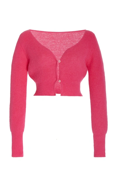 Shop Jacquemus Women's Alzou Mohair-blend Cropped Cardigan In Pink