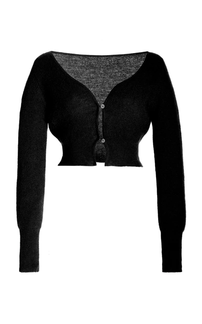 Shop Jacquemus Women's Alzou Mohair-blend Cropped Cardigan In Black