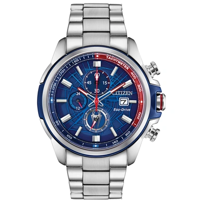 Shop Citizen Marvel Spider-man Mens Chronograph Eco-drive Watch Ca0429-53w In Blue