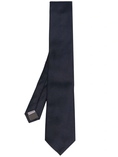 Shop Canali Pointed Silk Tie In Blue