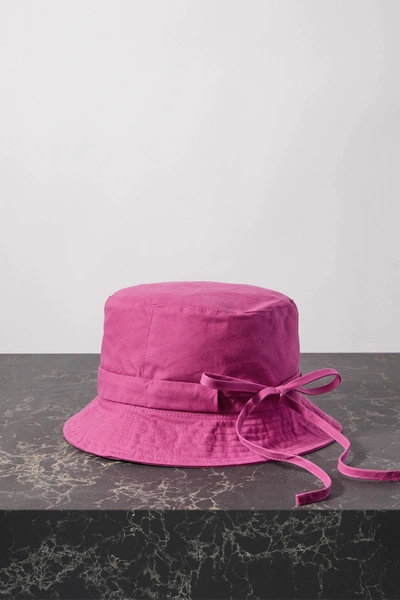 Shop Jacquemus Le Bob Gadjo Logo-appliquéd Cotton-canvas Bucket Hat In Purple