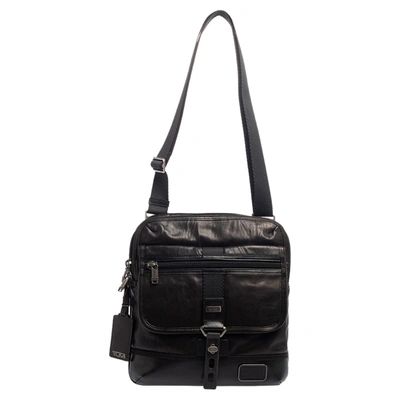 Pre-owned Tumi Black Leather Annapolis Zip Flap Messenger Bag