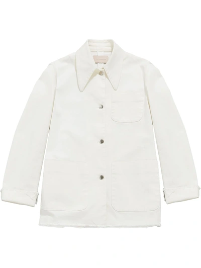 Shop Christopher Kane Raw-cut Denim Jacket In White