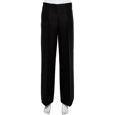 Pre-owned Valentino Black Wool & Silk Wide Leg Trousers S