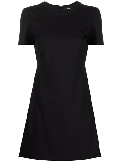 Shop Theory Short-sleeve Wool T-shirt Dress In Schwarz