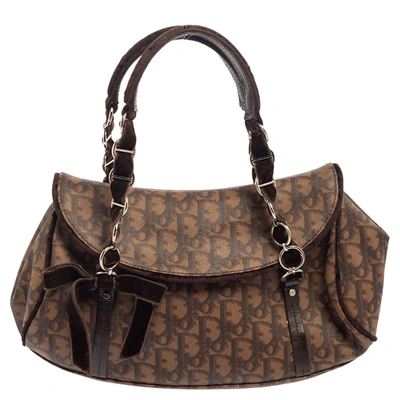 Pre-owned Dior Brown Monogram Coated Canvas And Velvet Romantique ...