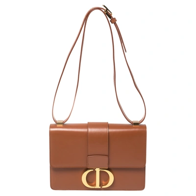 Pre-owned Dior Brown Leather Montaigne 30 Flap Shoulder Bag