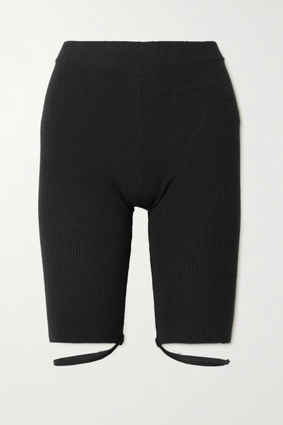 Shop Jacquemus Sierra Ribbed Linen-blend Shorts In Black