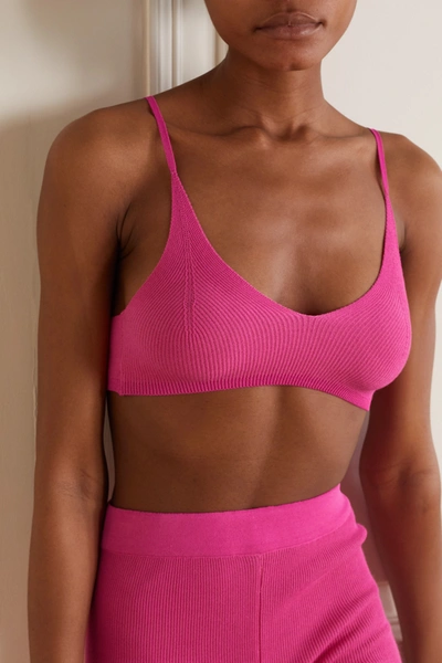 Shop Jacquemus Valensole Ribbed-knit Bralette In Pink
