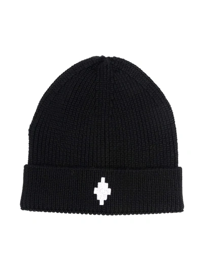 Shop Marcelo Burlon County Of Milan Embroidered-logo Beanie In Black