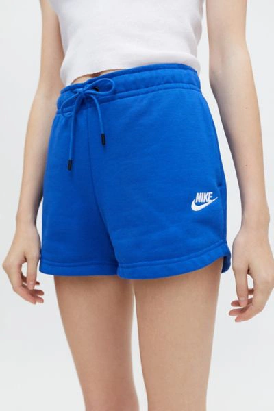 Shop Nike Sportswear Essential Fleece Short In Blue
