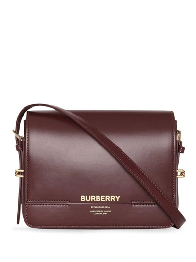 Shop Burberry Grace Leather Crossbody Bag In Burgundy