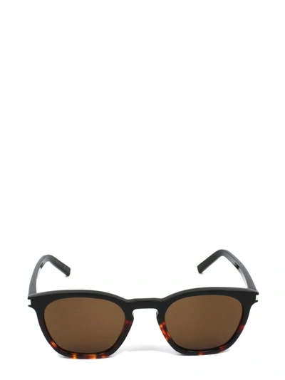 Shop Saint Laurent Eyewear Classic Sl28 Sunglasses In Brown