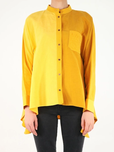 Shop Loewe Anagram Oversized Tunic Blouse In Yellow