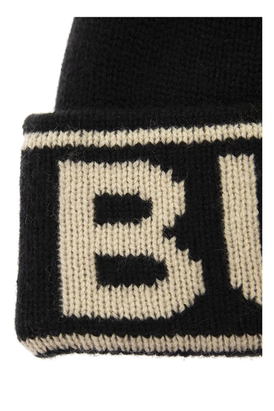 Shop Burberry Cashmere Cap With Logo In Black