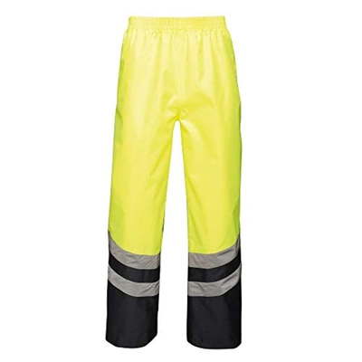 Shop Regatta Unisex Hi Vis Pro Reflective Work Over Trousers (yellow/navy)