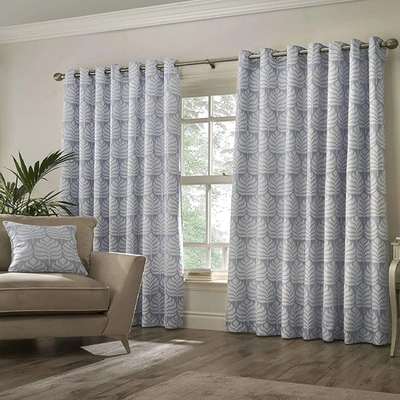 Shop Paoletti Horto Eyelet Curtains (blue) (66in X 54in)