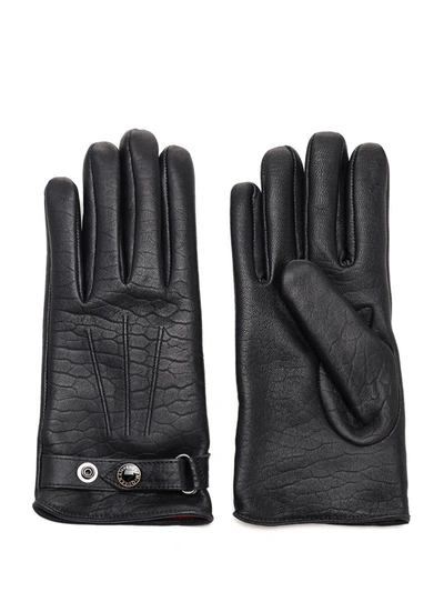Shop Alexander Mcqueen Logo Button Detailed Gloves In Black