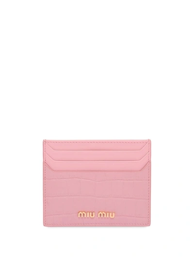 Shop Miu Miu Card Holder In Pink & Purple