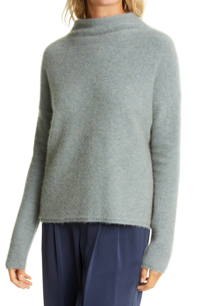 Shop Vince Funnel Neck Boiled Cashmere Sweater In Heather Patina