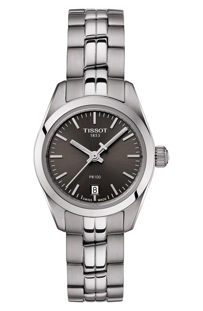 Shop Tissot Pr 100 Lady Small Bracelet Watch, 25mm In Silver/ Grey/ Silver