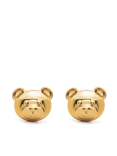 Shop Moschino Teddy Bear Clip-on Earrings In Gold