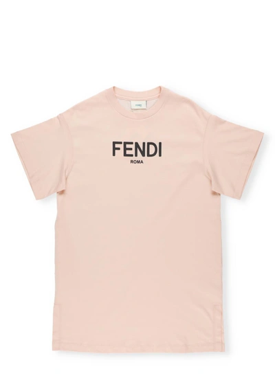 Shop Fendi Kids Logo Print Crewneck T In Pink