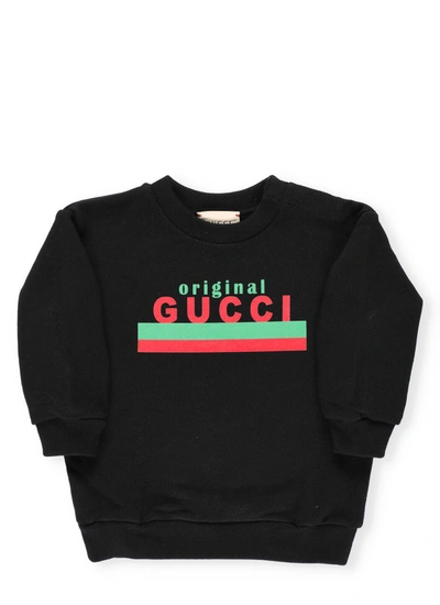 Shop Gucci Kids Logo Printed Sweatshirt In Black