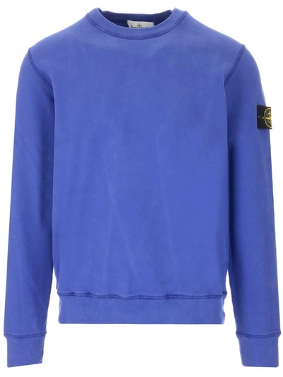 Shop Stone Island Logo Patch Sweatshirt In Blue