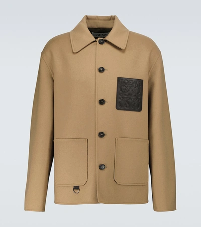 Shop Loewe Anagram Wool And Cashmere Blouson Jacket In Beige
