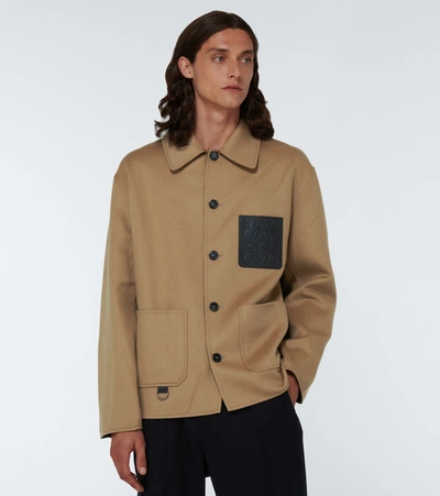 Shop Loewe Anagram Wool And Cashmere Blouson Jacket In Beige