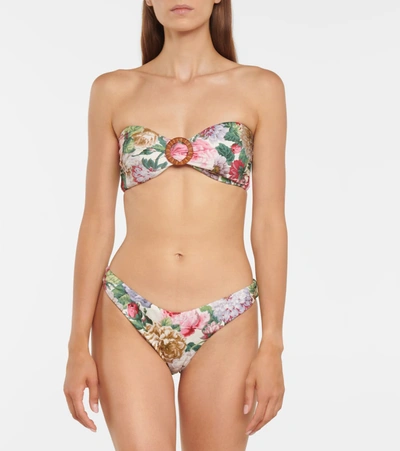 Shop Zimmermann Mae Buckled Bandeau Bikini In Multicoloured