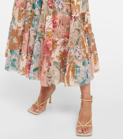 Shop Zimmermann Cassia Patchwork Midi Skirt In Multicoloured