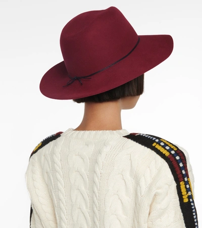 Shop Maison Michel Virginie Wool Fedora In Red