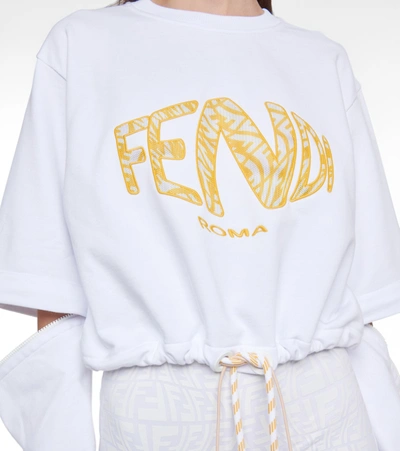 Shop Fendi Logo Cotton Sweatshirt In White