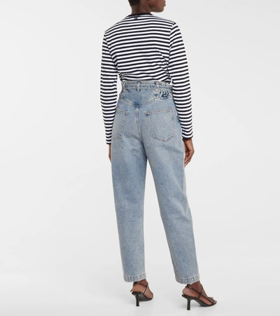 Shop Agolde Riya High-rise Tapered Jeans In Blue