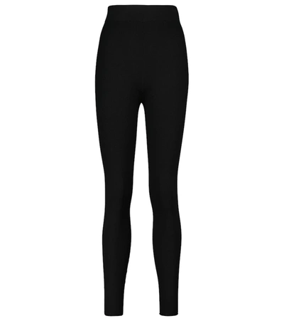 Shop Co Essentials Ribbed-knit Leggings In Black