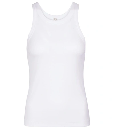 Shop Totême Ribbed-knit Stretch-cotton Tank Top In White