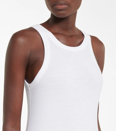 Shop Totême Ribbed-knit Stretch-cotton Tank Top In White