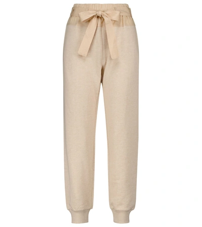 Shop Ulla Johnson Haven Knitted Cotton Sweatpants In Beige
