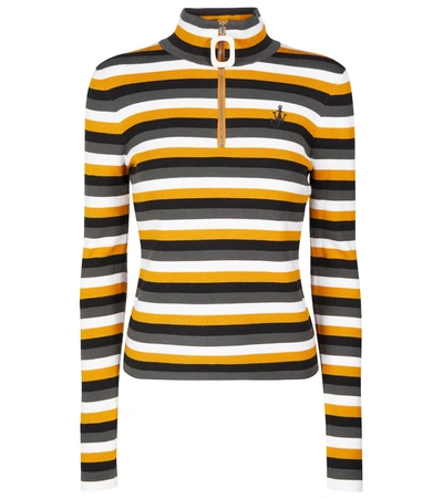 Shop Jw Anderson Striped Turtleneck Top In Orange