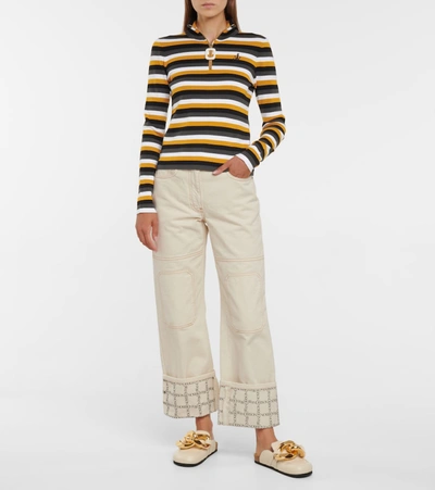 Shop Jw Anderson Striped Turtleneck Top In Orange